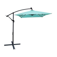 Latitude Run® Rectangle 2X3m Outdoor Patio Umbrella Solar Powered LED Lighted Sun Shade Market Waterproof 6 Ribs Umbrell