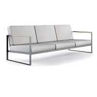 Hokku Designs Modern Aluminum Outdoor Three-Seater Sofa with Cushions