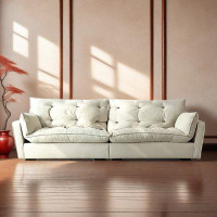 ULTORU 102.25" White Velvet Modular Sofa cushion couch