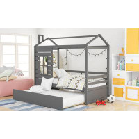 Harper Orchard House Bed Wood Bed With Trundle in , Twin