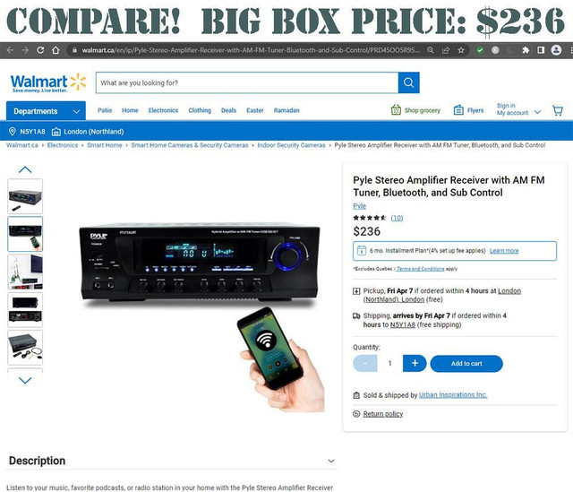 ONLY $189 -- Pyle PT272AUBT Hybrid Bluetooth Amplifier Receiver Stereo System in Stereo Systems & Home Theatre - Image 3