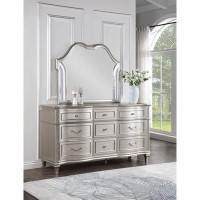 Alma Evangeline 9-drawer Dresser with Mirror Silver Oak