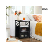 SR-HOME End Bedside Table, Modern Nightstands With Storage Drawer & Shelf, Night Stand For Living Room