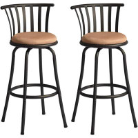 17 Stories Ailine 17 Storeys 24 Inch Country Style Industrial Counter Bar Stools Set Of 2, Swivel Barstools With Metal B