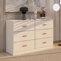 Ebern Designs Modern 6-Drawer Dresser For Bedroom With Ample Storage Wide Chest Of Drawers, Sturdy & Safe,White