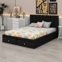 Latitude Run® Queen Size Upholstered Bed With Hydraulic Storage System And Drawer