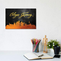 East Urban Home Cologne Germany Gold Skyline by Adrian Baldovino - Wrapped Canvas Gallery-Wrapped Canvas Giclée