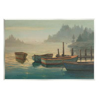Stupell Industries Stupell Industries Docked Boats Landscape Framed Floater Canvas Wall Art Design By Michael Humphries