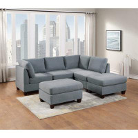 Latitude Run® Mingle Grey Linen-like Fabric Upholstered  L-sectional Sofa