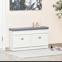 Red Barrel Studio Modern Shoe Rack Bench for Entryway with Cushion and 2 Drawers
