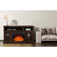 Red Barrel Studio 58'' Farmhouse Classic Cabinet comes with an 23" electric fireplace and 3-Pcs Storage boxes