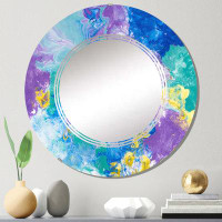 East Urban Home Abstract Blue, Pruple And Yellow - Modern Wall Mirror Round