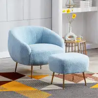 Everly Quinn Orbie Velvet Accent Chair Armchair With Ottoman