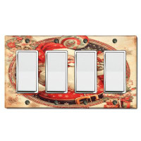 WorldAcc Metal Light Switch Plate Outlet Cover (Old Santa Claus Present Gifts - Quadruple Rocker)