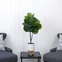 Primrue 33in. Artificial Fiddle Fig with Stand Planter