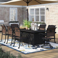 Sol 72 Outdoor™ Harland Rectangular 8 - Person 84" Long Power Coated Aluminum Dining Set