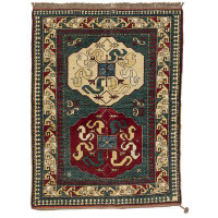Tufenkian Kazak One-of-a-Kind Oriental Hand-Knotted Rectangle 5' x 6' Wool Area Rug in Red/Green/Beige