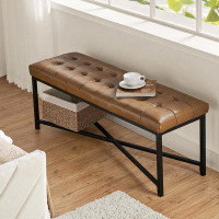 17 Stories Annamarja Leather Dining Bench