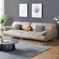 HOUZE 92.91" Creamy White Genuine Leather Modular Sofa cushion couch