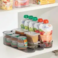 mDesign Prep & Savour Small Plastic Baby Food Storage Bin, 3 Compartments - Smoke Grey