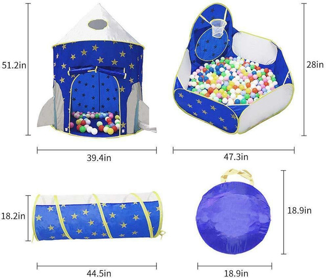 NEW 3 PCS ROCKET SHIP KIDS TUNNEL & BALL PIT RE1311 in Toys & Games in Alberta - Image 2