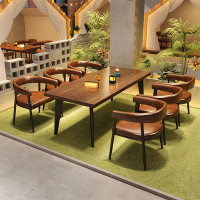 17 Stories Simple cafe restaurant solid wood dining table set