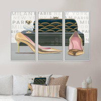 Design Art Glam Fashion High Heels IV - Traditional Framed Canvas Wall Art Set Of 3