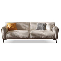 MABOLUS 102.36" Cream Genuine Leather Modular Sofa cushion couch