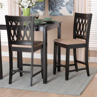 Red Barrel Studio Baxton Studio Florencia Modern Grey Fabric And Espresso Brown Finished Wood 2-Piece Counter Stool Set