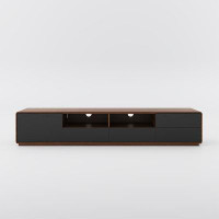 Hokku Designs Dawnee Modern Wood TV Stand Media Console 4 Drawers Open Storage Cabinet Walnut Veneer Fully-assembled
