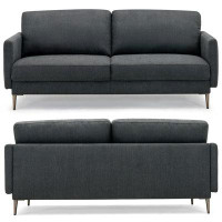 Corrigan Studio Costway 76.5'''' Fabric Sofa Couch Living Room Small Apartment Furniture W/ Metal Leg Grey