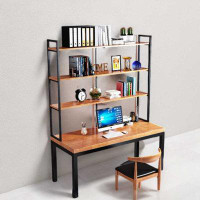 YONGHE JIAJIE TECHNOLOGY INC Solid Wood And Iron Art Desk Bookcase Combination Home Bookcase Desk One Simple Desk Comput