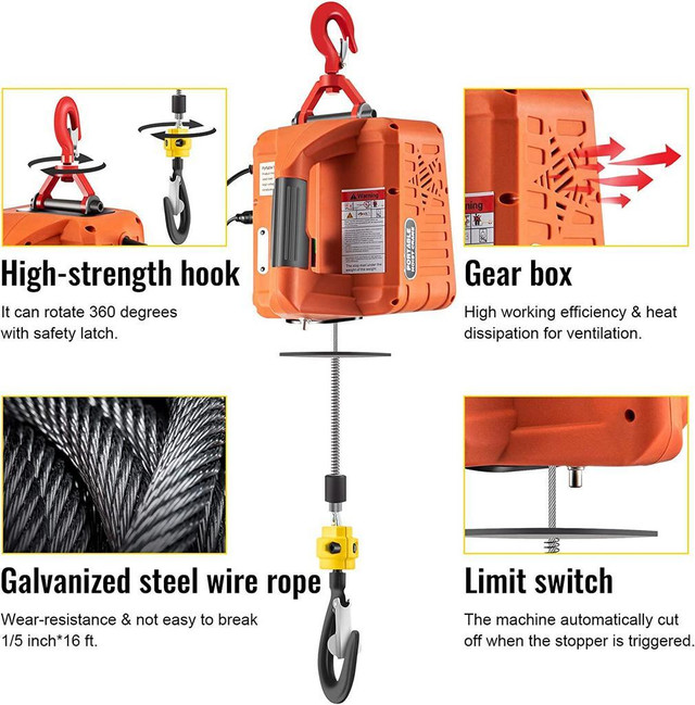 NEW 1500W 3 IN 1 ELECTRIC HOIST WIRELESS WINCH 1100 LBS 523667 in Hand Tools in Manitoba - Image 4