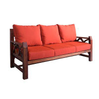 Home and Garden Direct teak outdoor 3 seater sofa with sunbrella cushions