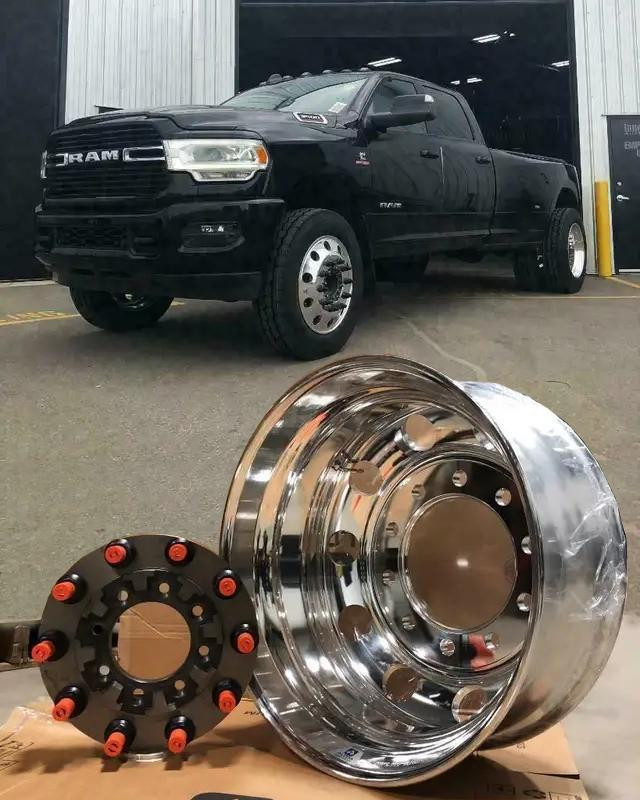 22.5 inch Alcoa Forged Dually semi wheels and adapters for Ford SuperDuty, RAM, Chevy/GMC 3500 Dually in Tires & Rims in Alberta