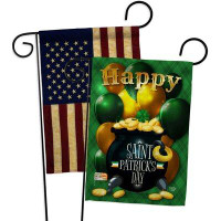 Ornament Collection Lucky Gold Pot Garden Flags Pack St Patrick Spring Yard Banner 13 X 18.5 Inches Double-Sided Decorat