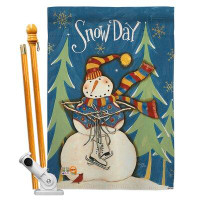 Breeze Decor Snow Day Wonderland Impressions Decorative 2-Sided Polyester 40 x 28 in. Flag Set