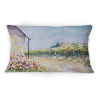East Urban Home Poppy Flowers By A Countryside Road -1 Country Printed Throw Pillow