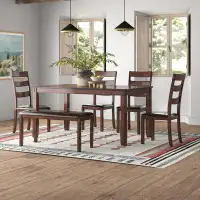 Union Rustic Hiyan 6 - Person Rubberwood Solid Wood Dining Set