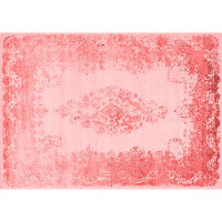 Bungalow Rose Oriental Machine Woven Wool/Polyester Area Rug in Red/Light Red