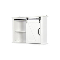 Latitude Run® Bathroom Wall Cabinet With 2 Adjustable Shelves Wooden Storage Cabinet With A Barn Door