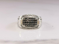 #140 .925 Sterling Silver Black Diamond Cluster *size 9* ON SALE NOW