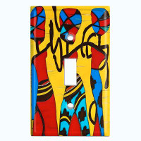 WorldAcc Metal Light Switch Plate Outlet Cover (Native African Culture Safari Yellow - Single Toggle)