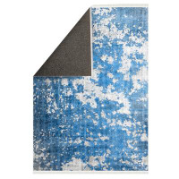 Rugpera Tippo Blue And Grey Color Abstract Design Carpet Machine Woven Polyester & Cotton Yarn Area Rug