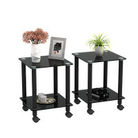 Latitude Run® 2-Piece Side Table , 2-Tier Space End Table ,Modern Night Stand, Sofa Table, Side Table With Storage Shelv