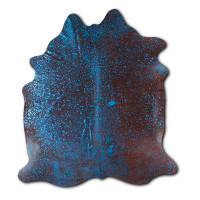 Foundry Select Lodisabooked Tie Dye HAIR ON Cowhide Rug  BLUE Beling Metallic ON BROWN