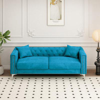 House of Hampton Sofa Includes 2 Pillows, 83 "Velvet Triple Sofa, Suitable For Large And Small Spaces