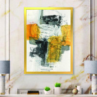 East Urban Home 'Abstract Composition of Glamorous Yellow and Black' - Picture Frame Print on Canvas
