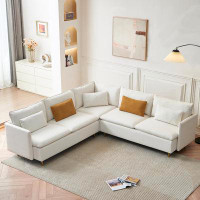 Ebern Designs 92"Teddy Fabric Sofa, Corner Sectional Sofa with Support Pillow for Living room