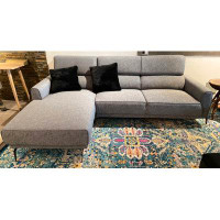 Hokku Designs Volkhardt Grey Sofa Sectional Featuring Soft Fabric With Left Hand Facing Chaise And Sleek Metal Legs